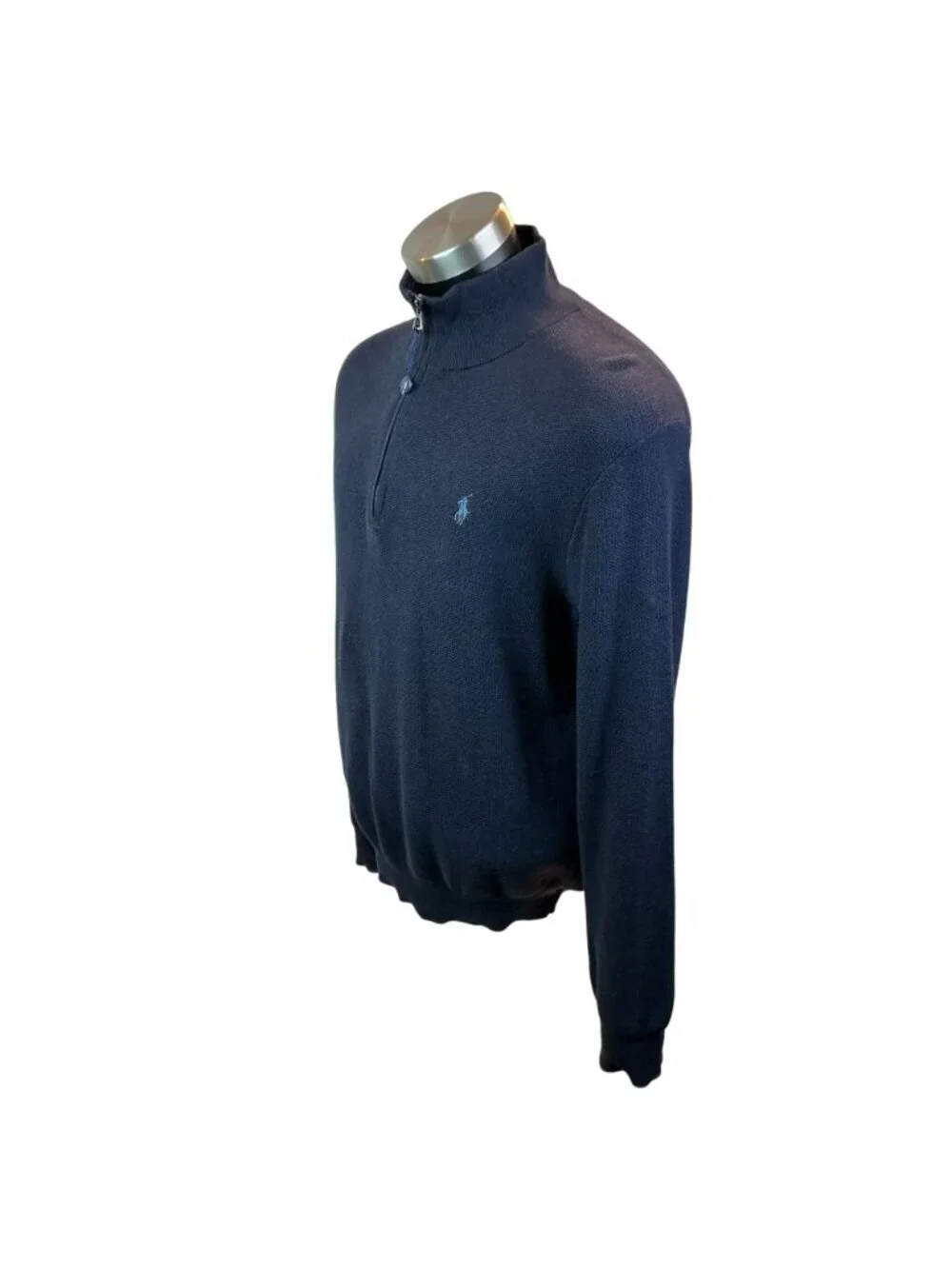 Polo Ralph Lauren Mens Large Navy Pima Cotton Half-Zip Sweater
